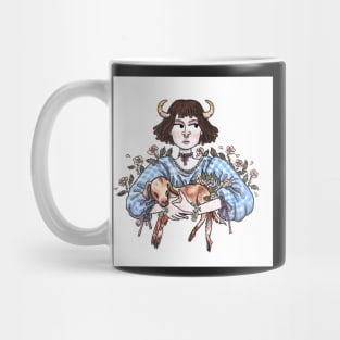 Billie And The Kid cow-girl with baby goat Mug